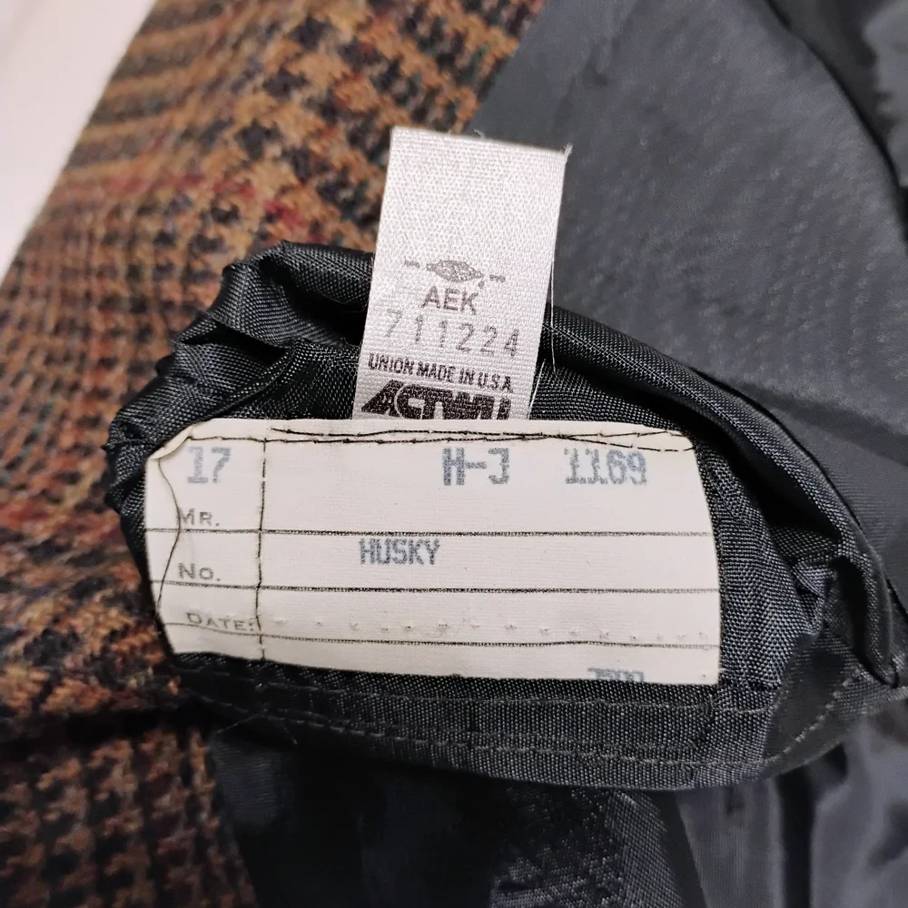 Men's Short Stature/Boys Husky John Weitz Vintage Brown Plaid Blazer - Picture 8 of 16
